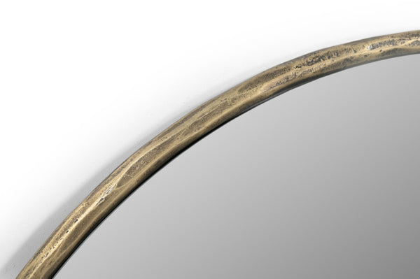 HomeRoots 36" Brass Round Iron Framed Accent Mirror - Rustic Modern Decor for Living Room, Entryway, and More! 605302