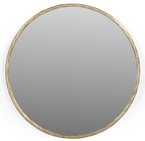 HomeRoots 24" Brass Round Iron Framed Accent Mirror - Elegant Wall Decor for Modern Living Spaces & Offices 605304