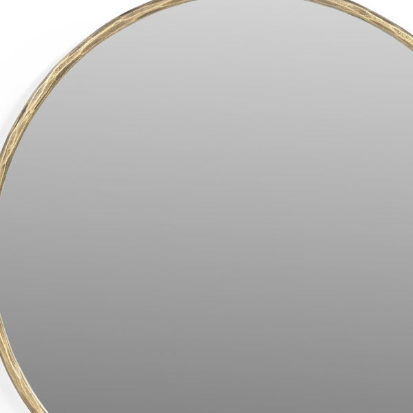 HomeRoots 24" Brass Round Iron Framed Accent Mirror - Elegant Wall Decor for Modern Living Spaces & Offices 605304