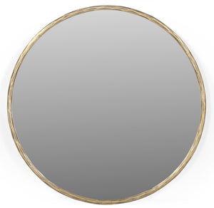 HomeRoots 24" Brass Round Iron Framed Accent Mirror - Elegant Wall Decor for Modern Living Spaces & Offices 605304