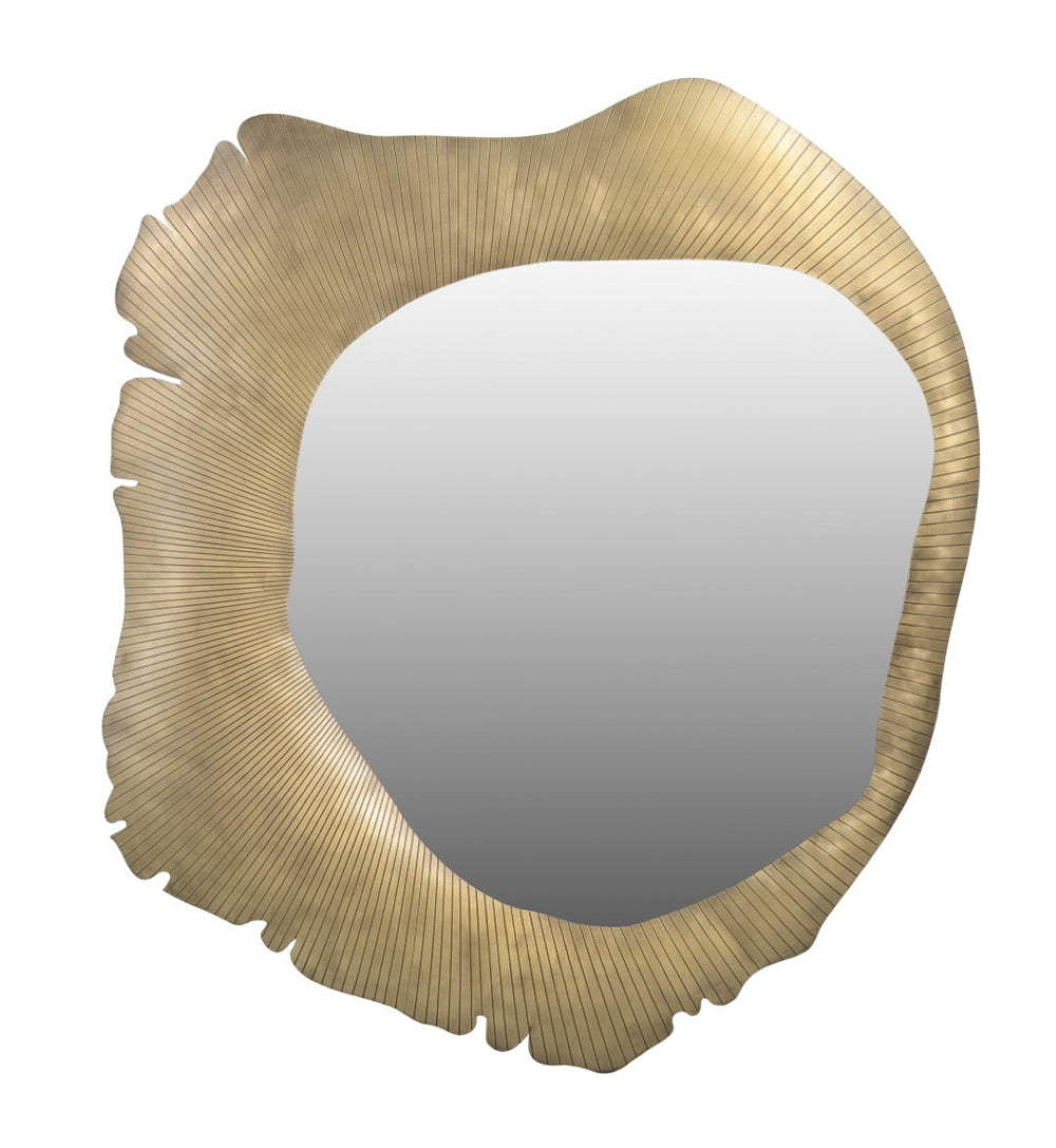 HomeRoots 40" Brass-Accented Abstract Iron Framed Mirror - Unique Rustic Decor for Living Rooms & Entryways 605305