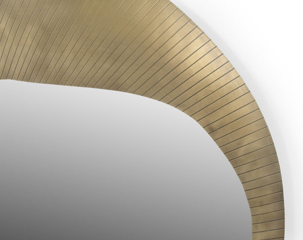 HomeRoots 40" Brass-Accented Abstract Iron Framed Mirror - Unique Rustic Decor for Living Rooms & Entryways 605305