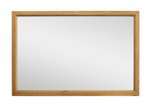Homeroots 40" Natural Solid Wood Framed Mounted Accent Mirror - Stylish Mid-century Design For Bright Spaces  Solid Wood 605306