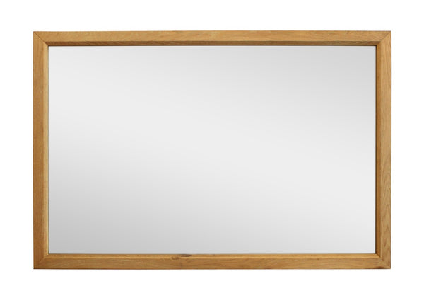 Homeroots 40" Natural Solid Wood Framed Mounted Accent Mirror - Stylish Mid-century Design For Bright Spaces  Solid Wood 605306