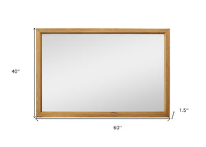 Homeroots 40" Natural Solid Wood Framed Mounted Accent Mirror - Stylish Mid-century Design For Bright Spaces  Solid Wood 605306