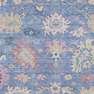 Homeroots 3' Blue Pink And Ivory Floral Washable Area Rug For Indoor And Outdoor Spaces, Durable And Stylish 3' X 5' Polyester 605307