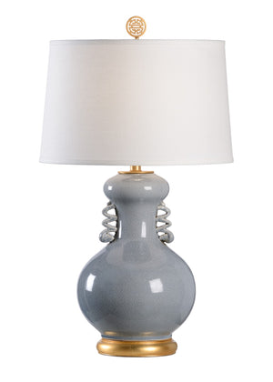 Wildwood Chan Slate Crackle Ceramic Table Lamp With Gold Leaf Base, Off-White Tapered Shade, 32" H Elegance 60531