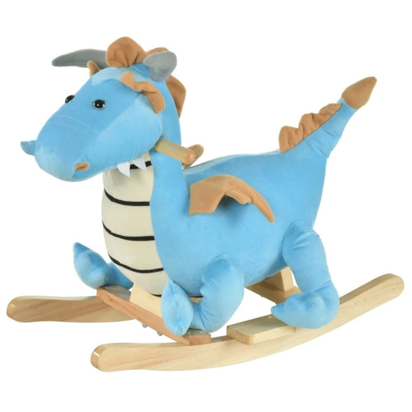 English Elm Dinosaur Plush Rocking Toy for Toddlers with Sound Effects and Wooden Base T3971P442691