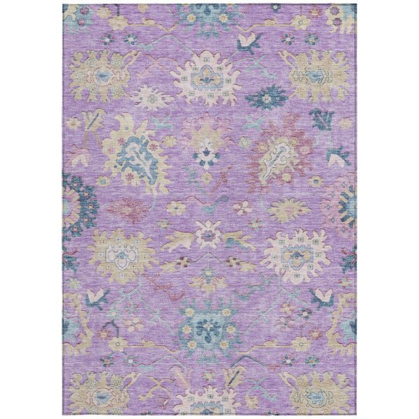 Homeroots 3' Blue Pink And Ivory Floral Washable Area Rug For Indoor And Outdoor Spaces, Durable And Stylish 3' X 5' Polyester 605325