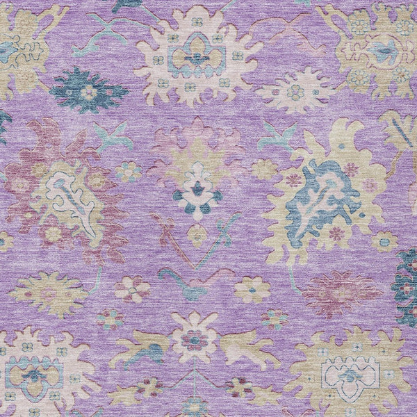 Homeroots 3' Blue Pink And Ivory Floral Washable Area Rug For Indoor And Outdoor Spaces, Durable And Stylish 5' X 8' Polyester 605326
