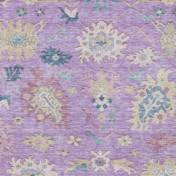 Homeroots 3' Blue Pink And Ivory Floral Washable Area Rug For Indoor And Outdoor Spaces, Durable And Stylish 8' X 10' Polyester 605328