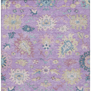 Homeroots 3' Blue Pink And Ivory Floral Washable Area Rug For Indoor And Outdoor Spaces, Durable And Stylish 9' X 12' Polyester 605329