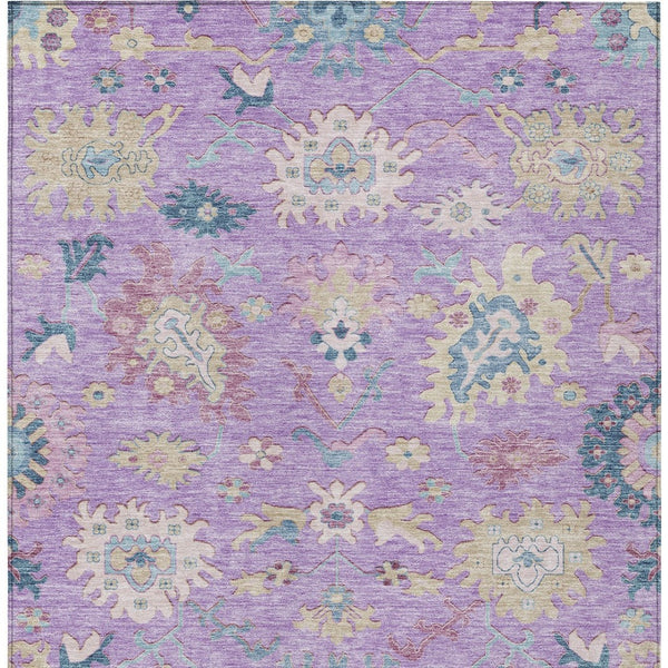 Homeroots 3' Blue Pink And Ivory Floral Washable Area Rug For Indoor And Outdoor Spaces, Durable And Stylish 10' X 14' Polyester 605330