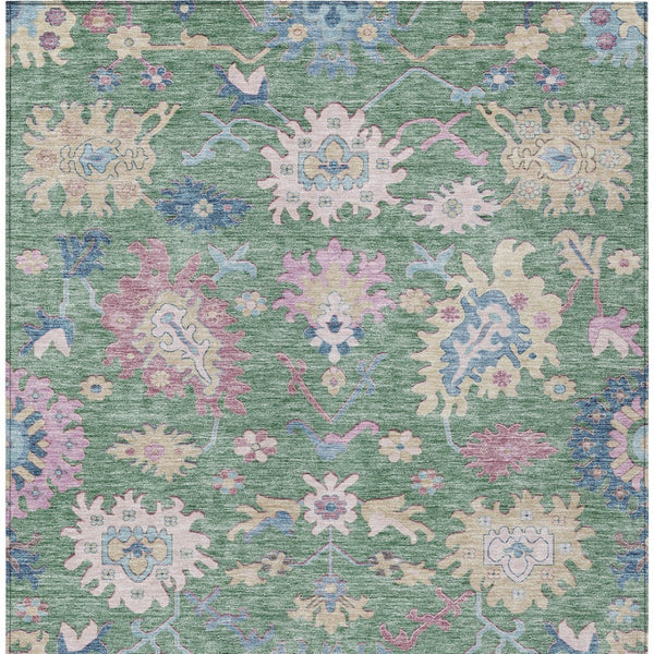 Homeroots 3' Blue Pink And Ivory Floral Washable Area Rug For Indoor And Outdoor Spaces, Durable And Stylish 8' X 10' Polyester 605334