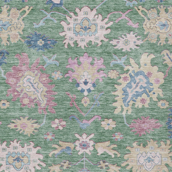 Homeroots 3' Blue Pink And Ivory Floral Washable Area Rug For Indoor And Outdoor Spaces, Durable And Stylish 8' X 10' Polyester 605334