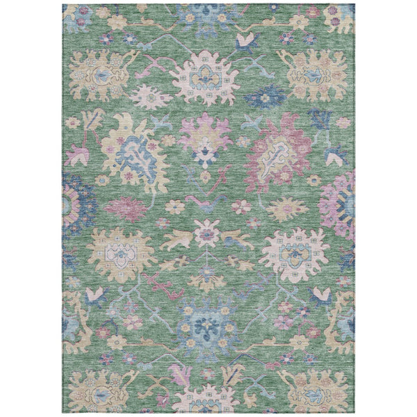 Homeroots 3' Blue Pink And Ivory Floral Washable Area Rug For Indoor And Outdoor Spaces, Durable And Stylish 9' X 12' Polyester 605335