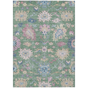 HomeRoots 9' Sage Ivory Pink Floral Area Rug – Washable, Durable, Indoor/Outdoor, Perfect for High-Traffic Spaces 605335