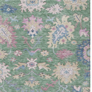 Homeroots 3' Blue Pink And Ivory Floral Washable Area Rug For Indoor And Outdoor Spaces, Durable And Stylish 10' X 14' Polyester 605336
