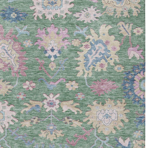 Homeroots 3' Blue Pink And Ivory Floral Washable Area Rug For Indoor And Outdoor Spaces, Durable And Stylish 10' X 14' Polyester 605336