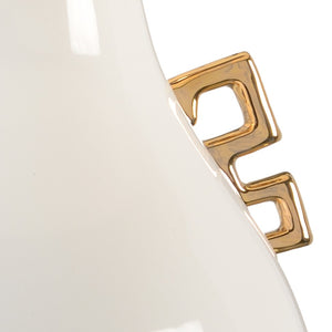 Wildwood Ming Snow Pear-Shaped Ceramic Table Lamp With Gold Leaf Base, Drum Shade — Timeless Luxe Accent 60534