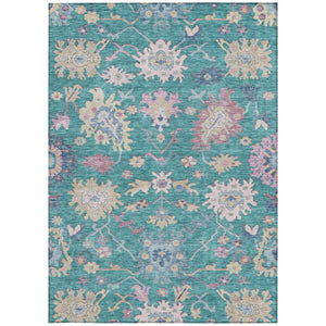 Homeroots 3' Blue Pink And Ivory Floral Washable Area Rug For Indoor And Outdoor Spaces, Durable And Stylish 8' X 10' Polyester 605340