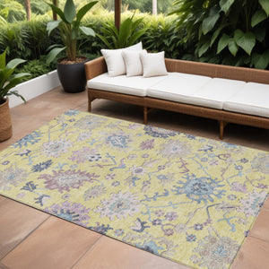 Homeroots 3' Blue Pink And Ivory Floral Washable Area Rug For Indoor And Outdoor Spaces, Durable And Stylish 10' X 14' Polyester 605348