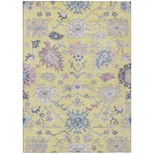 HomeRoots 5' Indoor/Outdoor Floral Area Rug in Yellow, Lavender & Denim Blue - Washable, Durable & Stylish 10' X 14' 605348