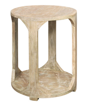 HomeRoots 24" Rustic Distressed Solid Wood Round End Table with Shelf - Vintage Charm for Any Room 605349