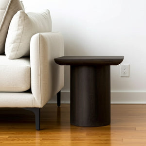 HomeRoots 24" Rustic Dark Brown Distressed Solid Wood Pedestal End Table - Versatile, Durable & Stylish Decor 605350