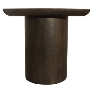 HomeRoots 24" Rustic Dark Brown Distressed Solid Wood Pedestal End Table - Versatile, Durable & Stylish Decor 605350