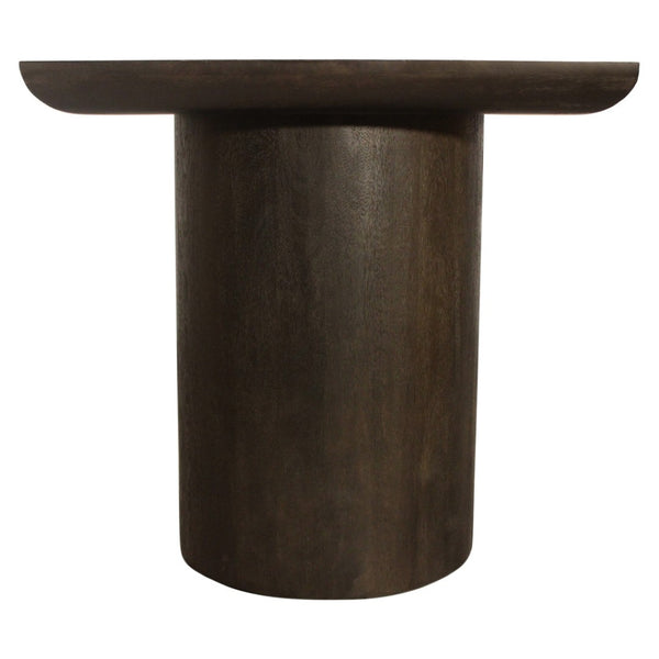 HomeRoots 24" Rustic Dark Brown Distressed Solid Wood Pedestal End Table - Versatile, Durable & Stylish Decor 605350