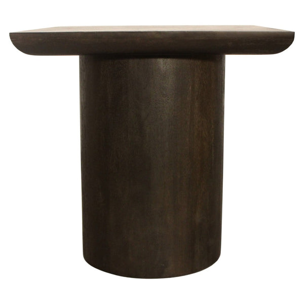 HomeRoots 24" Rustic Dark Brown Distressed Solid Wood Pedestal End Table - Versatile, Durable & Stylish Decor 605350