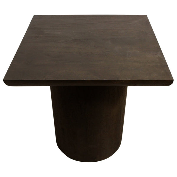 HomeRoots 24" Rustic Dark Brown Distressed Solid Wood Pedestal End Table - Versatile, Durable & Stylish Decor 605350