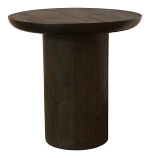 HomeRoots 24" Dark Brown Distressed Solid Wood Round Pedestal End Table - Rustic Charm for Any Space 605351