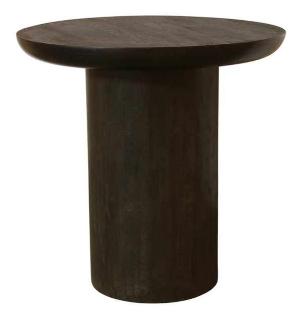 HomeRoots 24" Dark Brown Distressed Solid Wood Round Pedestal End Table - Rustic Charm for Any Space 605351