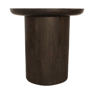 HomeRoots 24" Dark Brown Distressed Solid Wood Round Pedestal End Table - Rustic Charm for Any Space 605351
