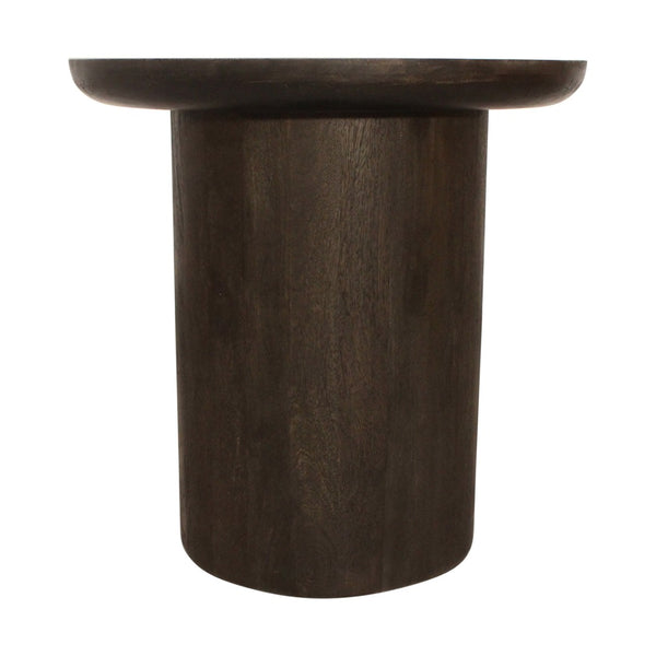 HomeRoots 24" Dark Brown Distressed Solid Wood Round Pedestal End Table - Rustic Charm for Any Space 605351