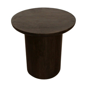 HomeRoots 24" Dark Brown Distressed Solid Wood Round Pedestal End Table - Rustic Charm for Any Space 605351