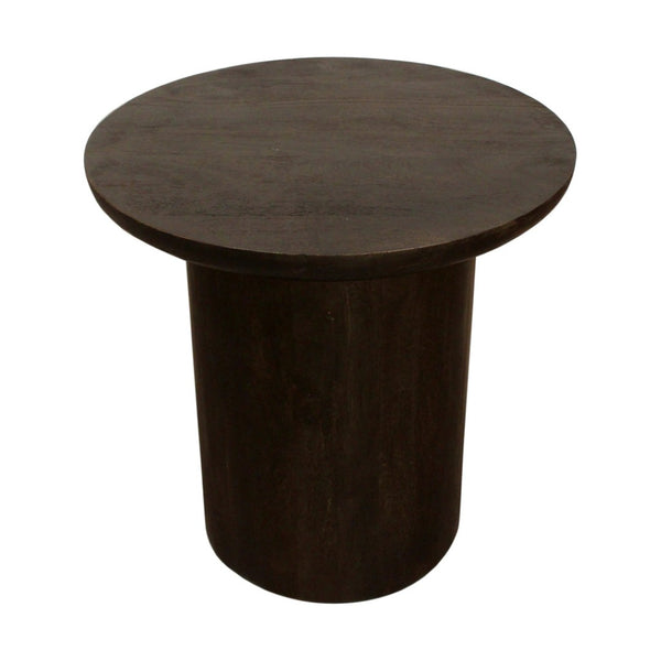 HomeRoots 24" Dark Brown Distressed Solid Wood Round Pedestal End Table - Rustic Charm for Any Space 605351