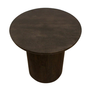 HomeRoots 24" Dark Brown Distressed Solid Wood Round Pedestal End Table - Rustic Charm for Any Space 605351