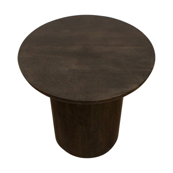 HomeRoots 24" Dark Brown Distressed Solid Wood Round Pedestal End Table - Rustic Charm for Any Space 605351