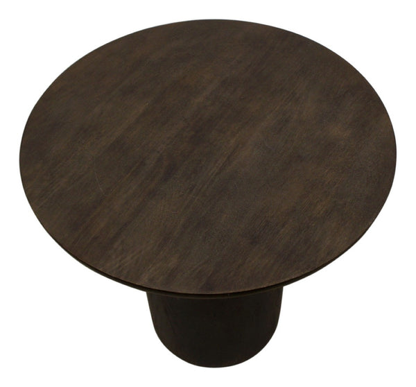 HomeRoots 24" Dark Brown Distressed Solid Wood Round Pedestal End Table - Rustic Charm for Any Space 605351