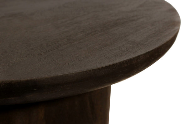 HomeRoots 24" Dark Brown Distressed Solid Wood Round Pedestal End Table - Rustic Charm for Any Space 605351
