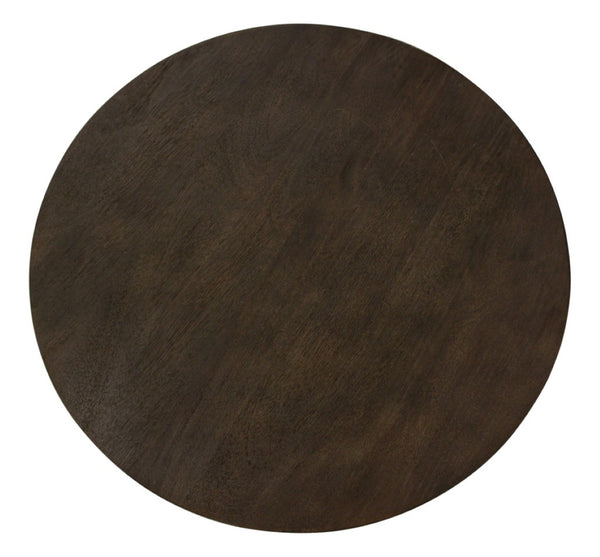 HomeRoots 24" Dark Brown Distressed Solid Wood Round Pedestal End Table - Rustic Charm for Any Space 605351