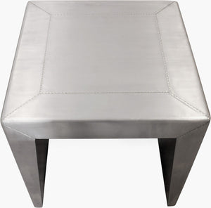 HomeRoots 24" Silver Aluminum & Solid Wood Square Sled End Table - Modern Industrial Accent for Any Room 605352