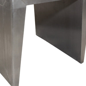 HomeRoots 24" Silver Aluminum & Solid Wood Square Sled End Table - Modern Industrial Accent for Any Room 605352