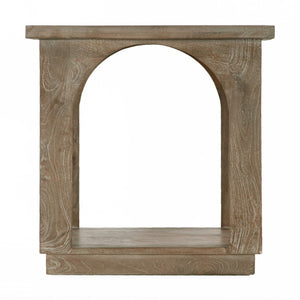 HomeRoots 24" Rustic Brown Distressed Solid Mango Wood Square Floor Shelf End Table for Versatile Use 605353