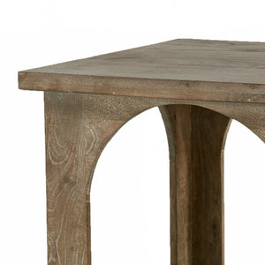 HomeRoots 24" Rustic Brown Distressed Solid Mango Wood Square Floor Shelf End Table for Versatile Use 605353