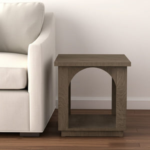 HomeRoots 24" Rustic Brown Distressed Solid Mango Wood Square Floor Shelf End Table for Versatile Use 605353