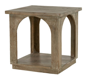 HomeRoots 24" Rustic Brown Distressed Solid Mango Wood Square Floor Shelf End Table for Versatile Use 605353